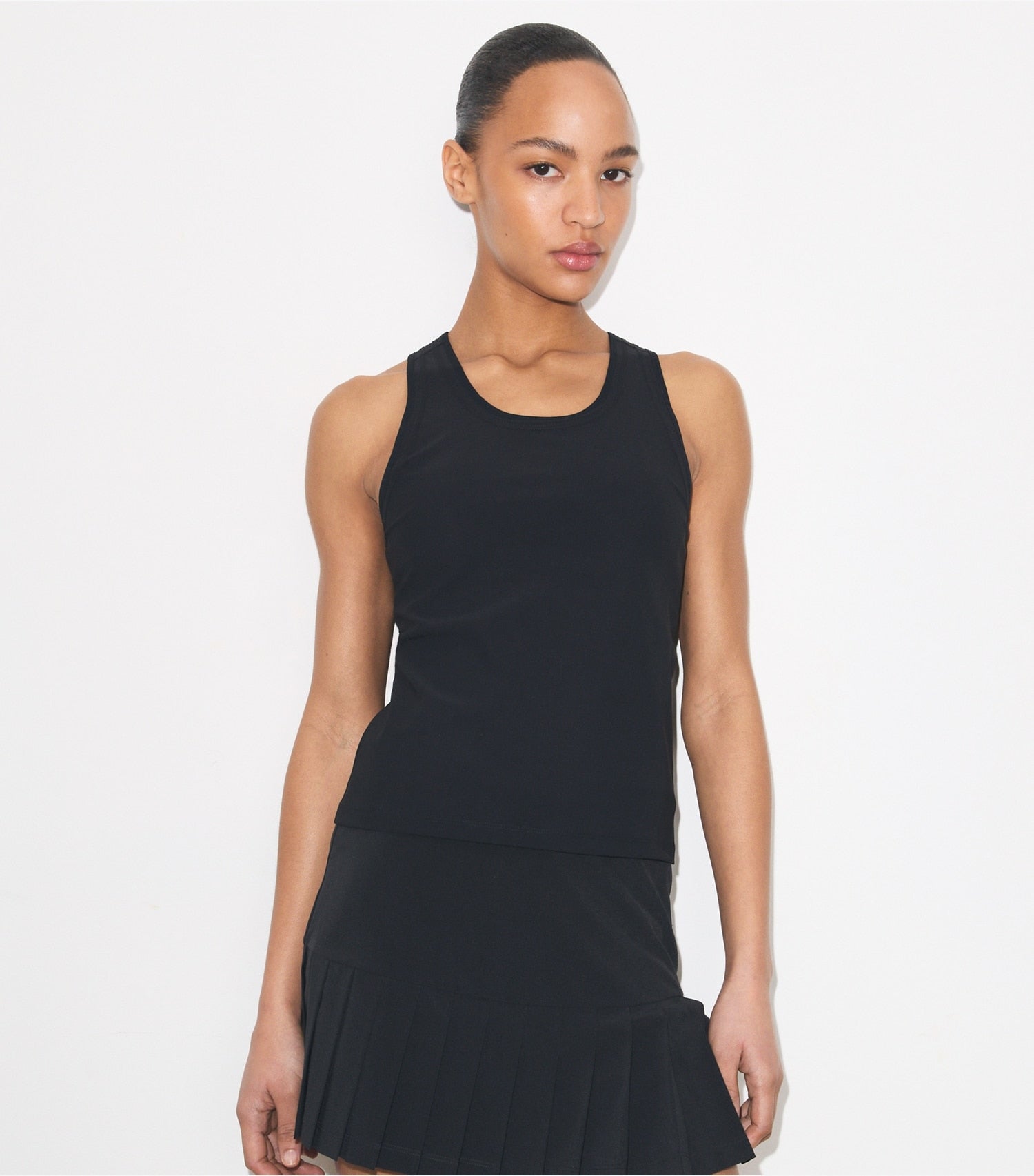 Tory Burch Performance Jersey Racerback Tennis Tank - Black