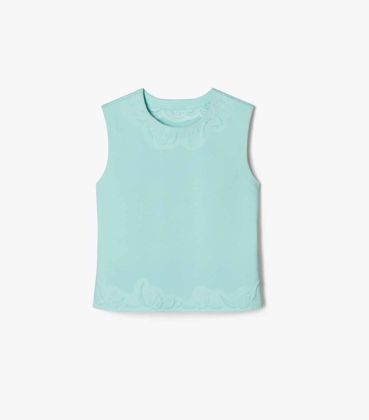 Tory Burch Embossed Viscose Shell Top - Atoll Blue