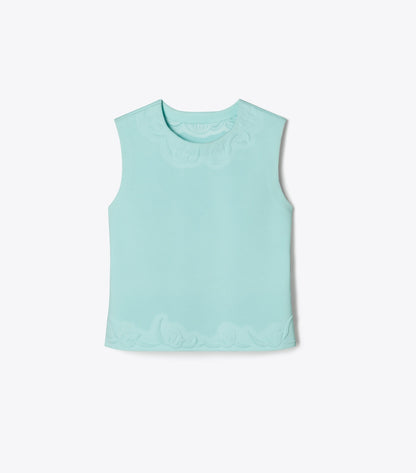 Tory Burch Embossed Viscose Shell Top - Atoll Blue