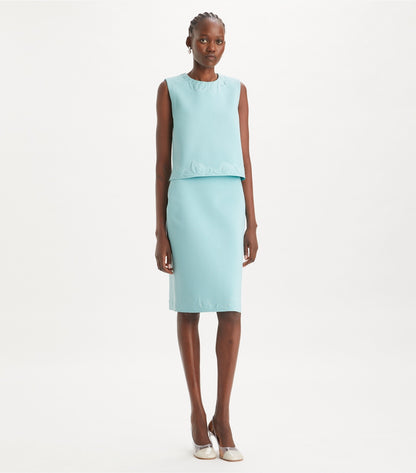 Tory Burch Embossed Viscose Shell Top - Atoll Blue