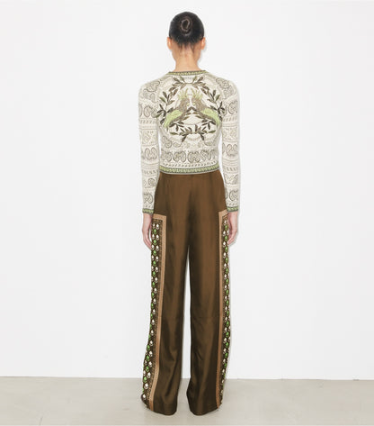 Tory Burch Satin Pant - Chocolate Pomegranate