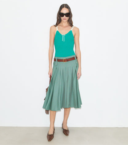 Tory Burch Colorblock Ribbed Bodysuit - Mermaid