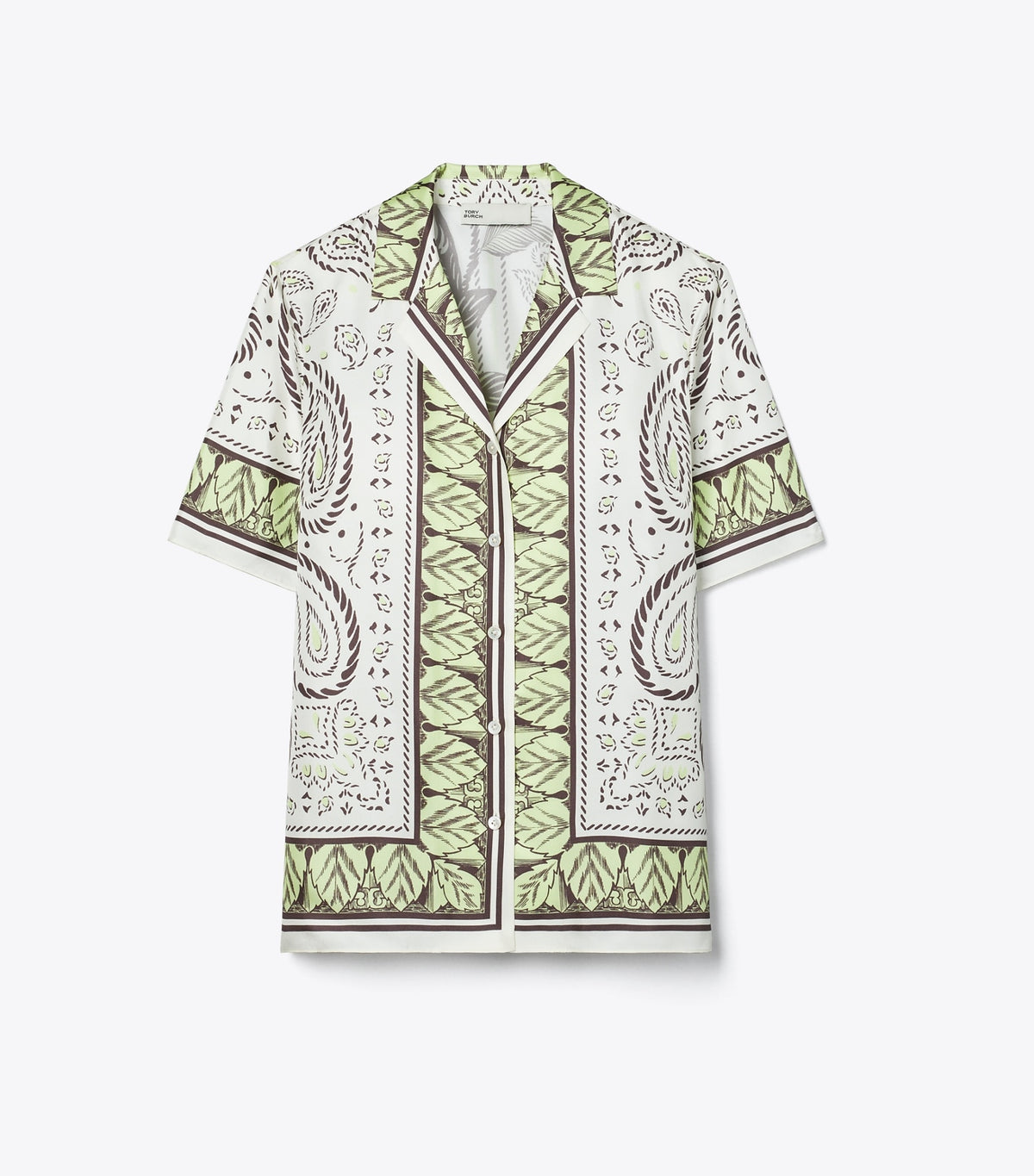 Tory Burch Silk Camp Shirt - Mint Cockatoo