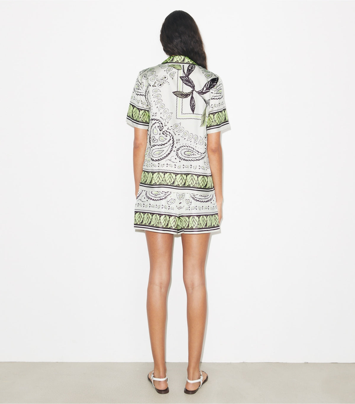 Tory Burch Silk Camp Shirt - Mint Cockatoo
