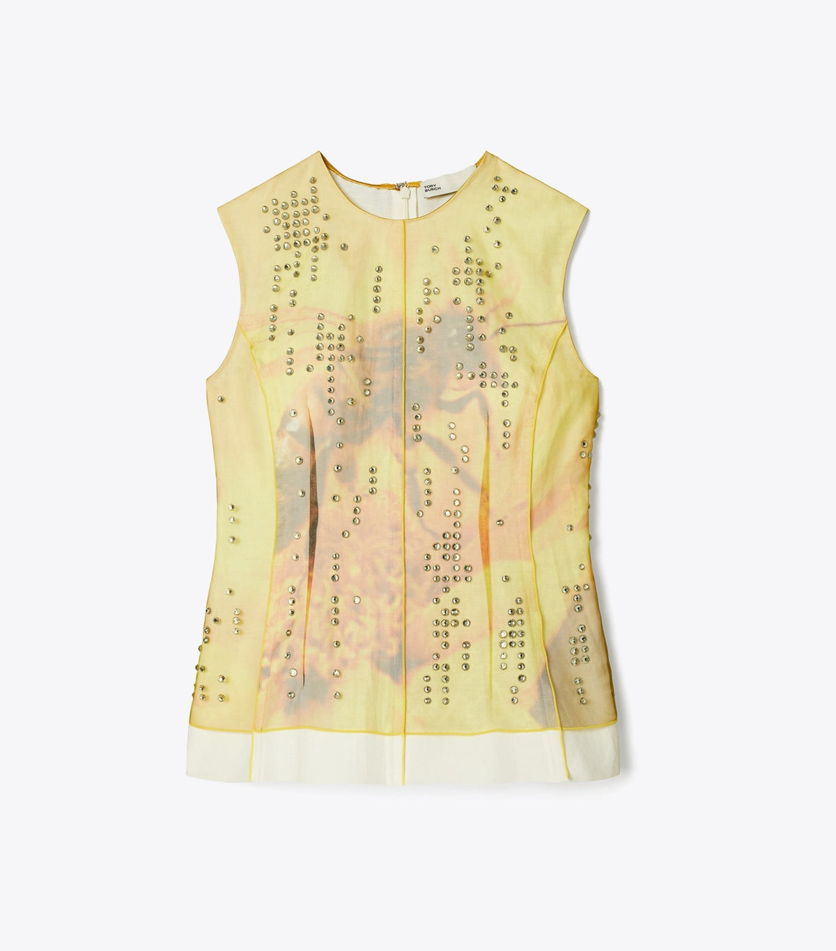 Tory Burch Printed Organza Shell Top - Yellow Bee