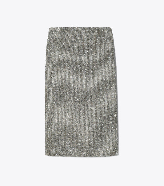 Tory Burch Tweed Skirt - Metallic Silver