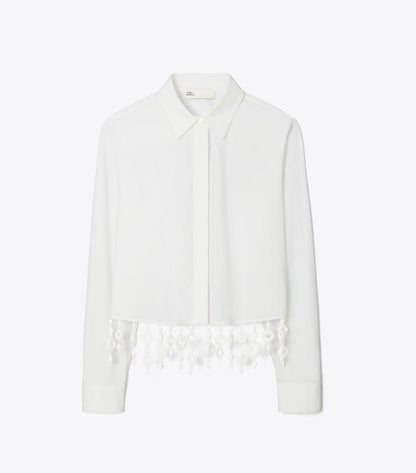 Tory Burch Crystal Embellished Poplin Shirt - White