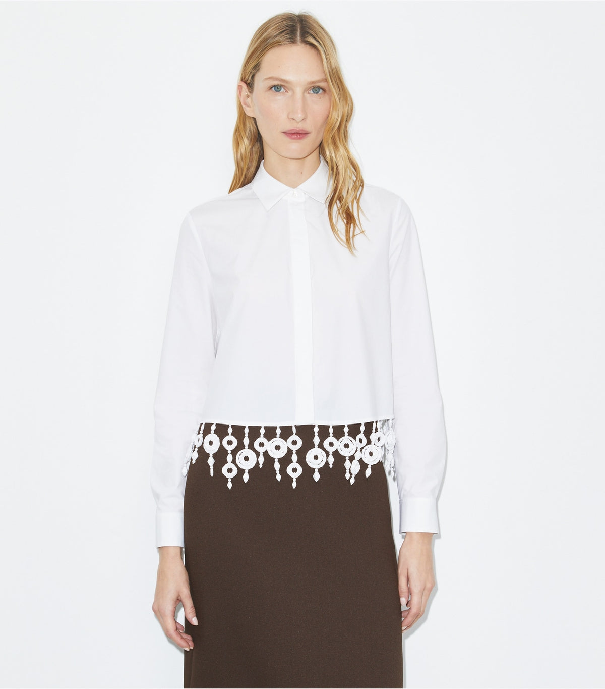 Tory Burch Crystal Embellished Poplin Shirt - White