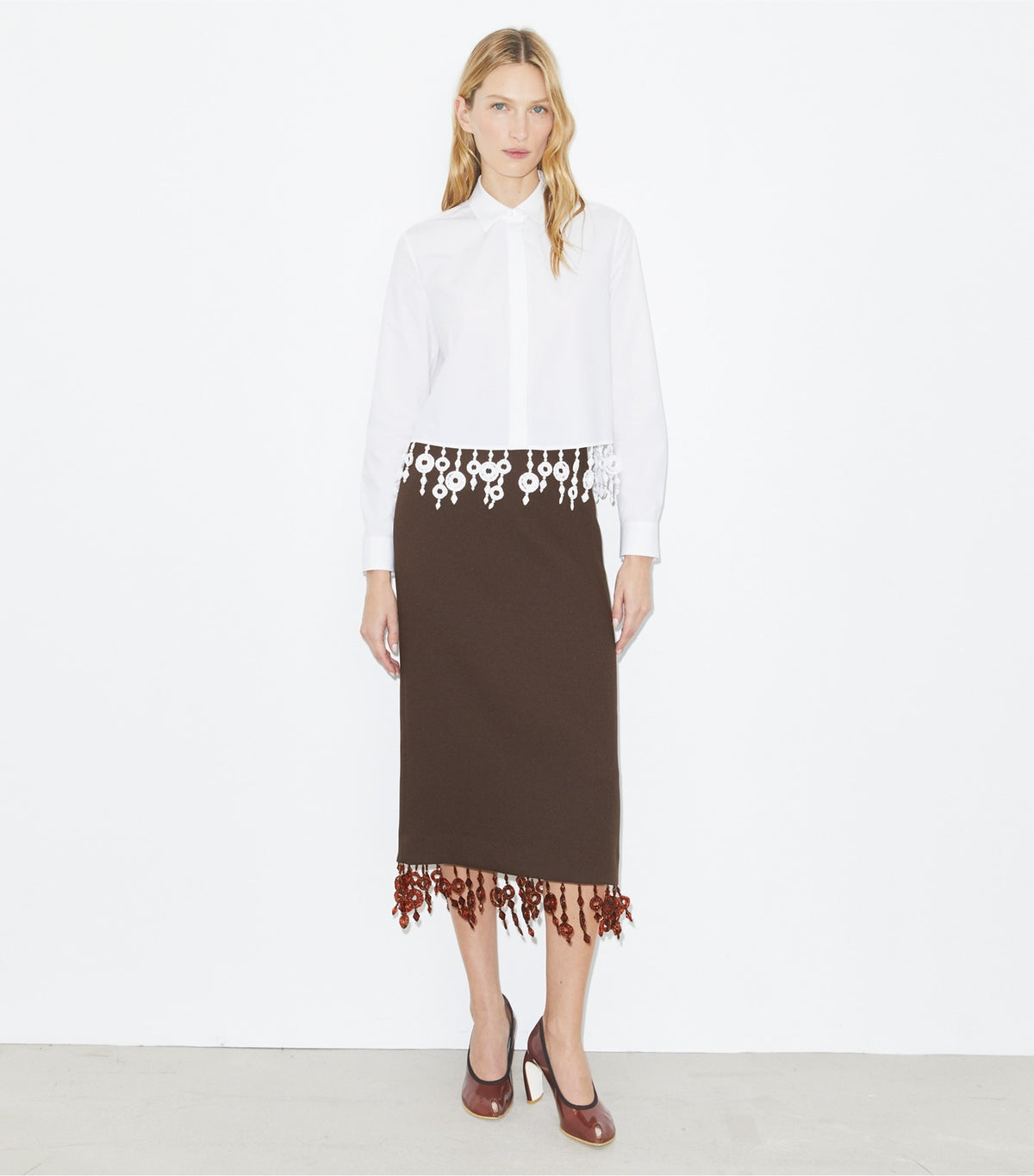 Tory Burch Crystal Embellished Poplin Shirt - White