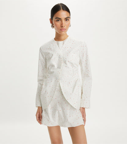 Tory Burch Printed Poplin Jacket - White Pigment Ditsy