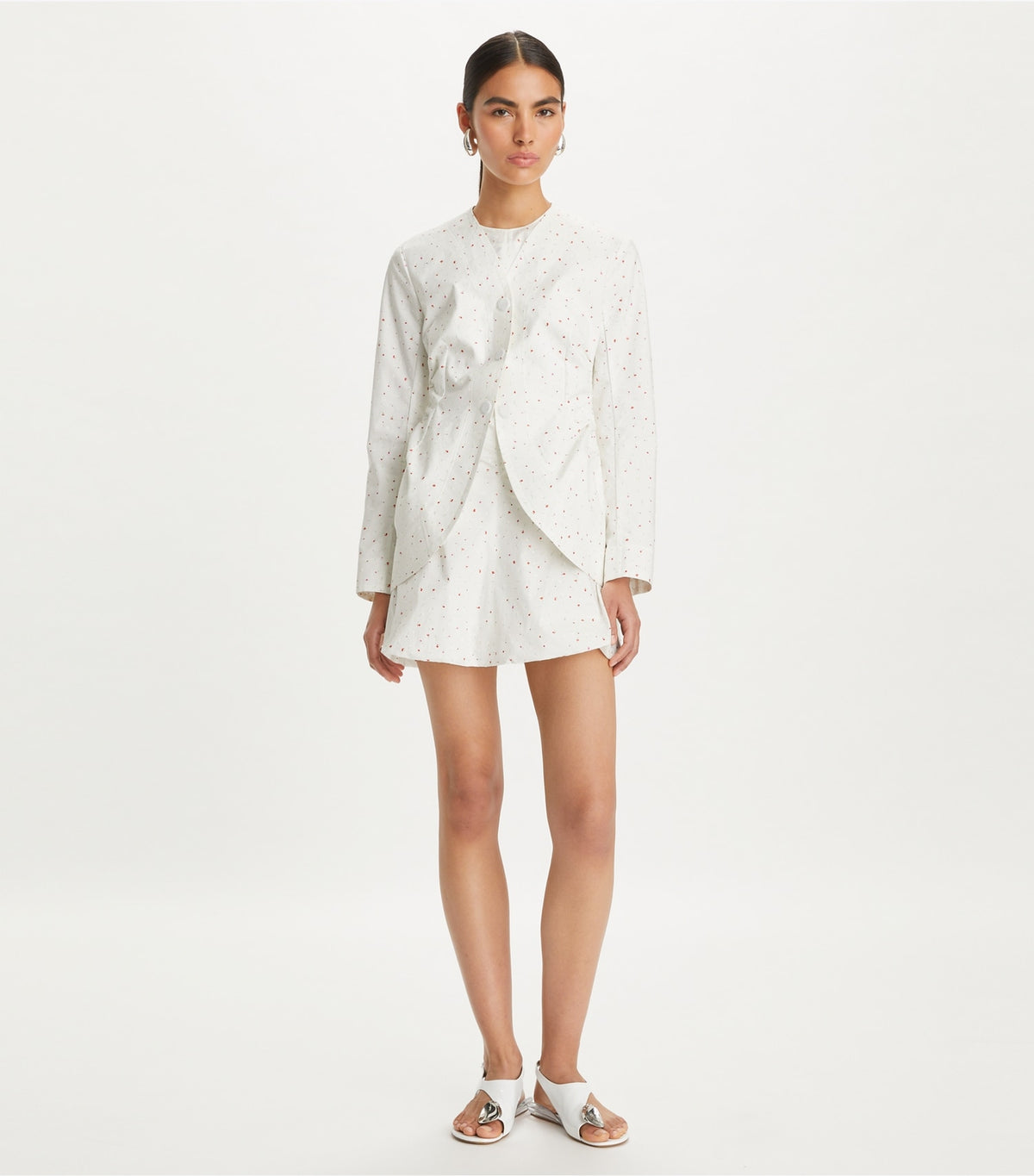 Tory Burch Printed Poplin Jacket - White Pigment Ditsy
