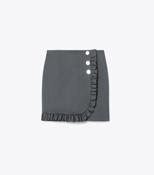 Tory Burch Nylon Ruffle Skirt - Coal Gray