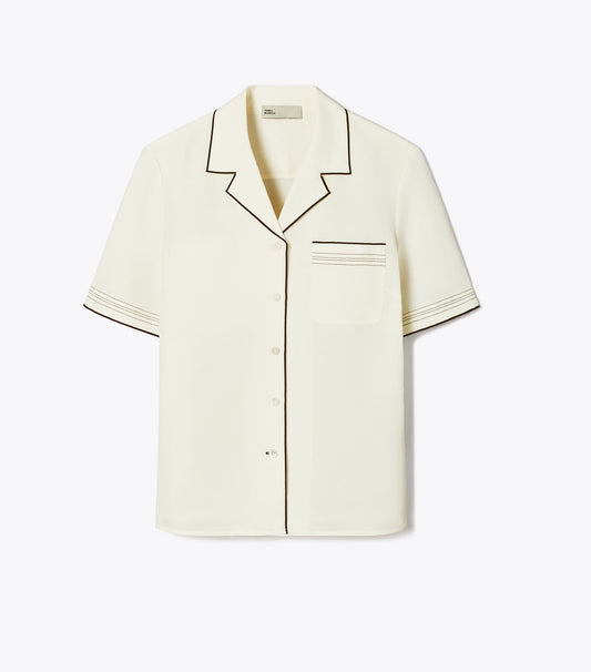 Tory Burch Linen Camp Shirt - White