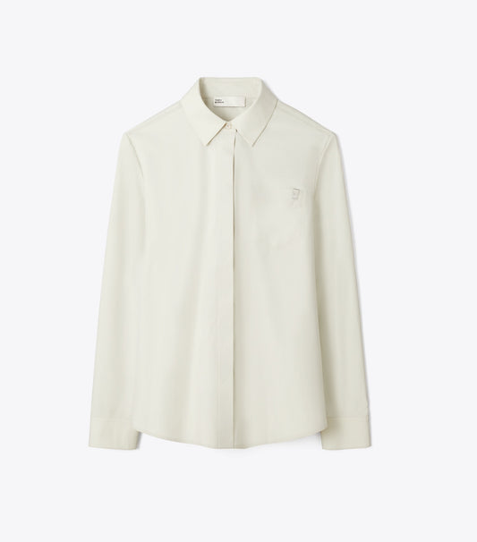 Tory Burch Cotton Poplin Shirt - Stone