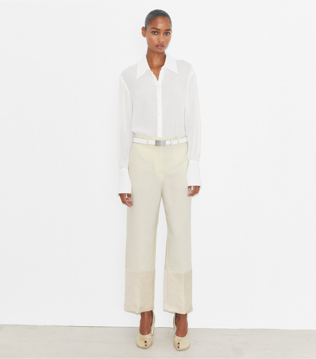 Tory Burch Cropped Crepe Pant - French Cream