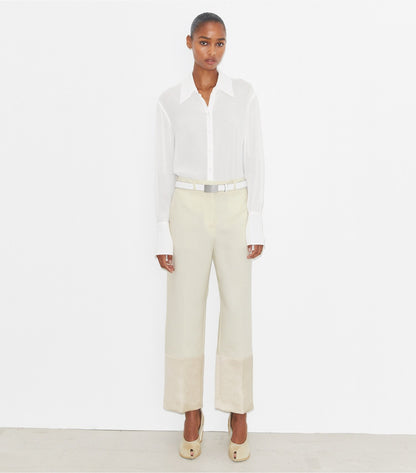 Tory Burch Cropped Crepe Pant - French Cream