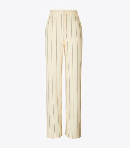 Tory Burch Striped Cotton Wide-Leg Pant - Ivory/Navy