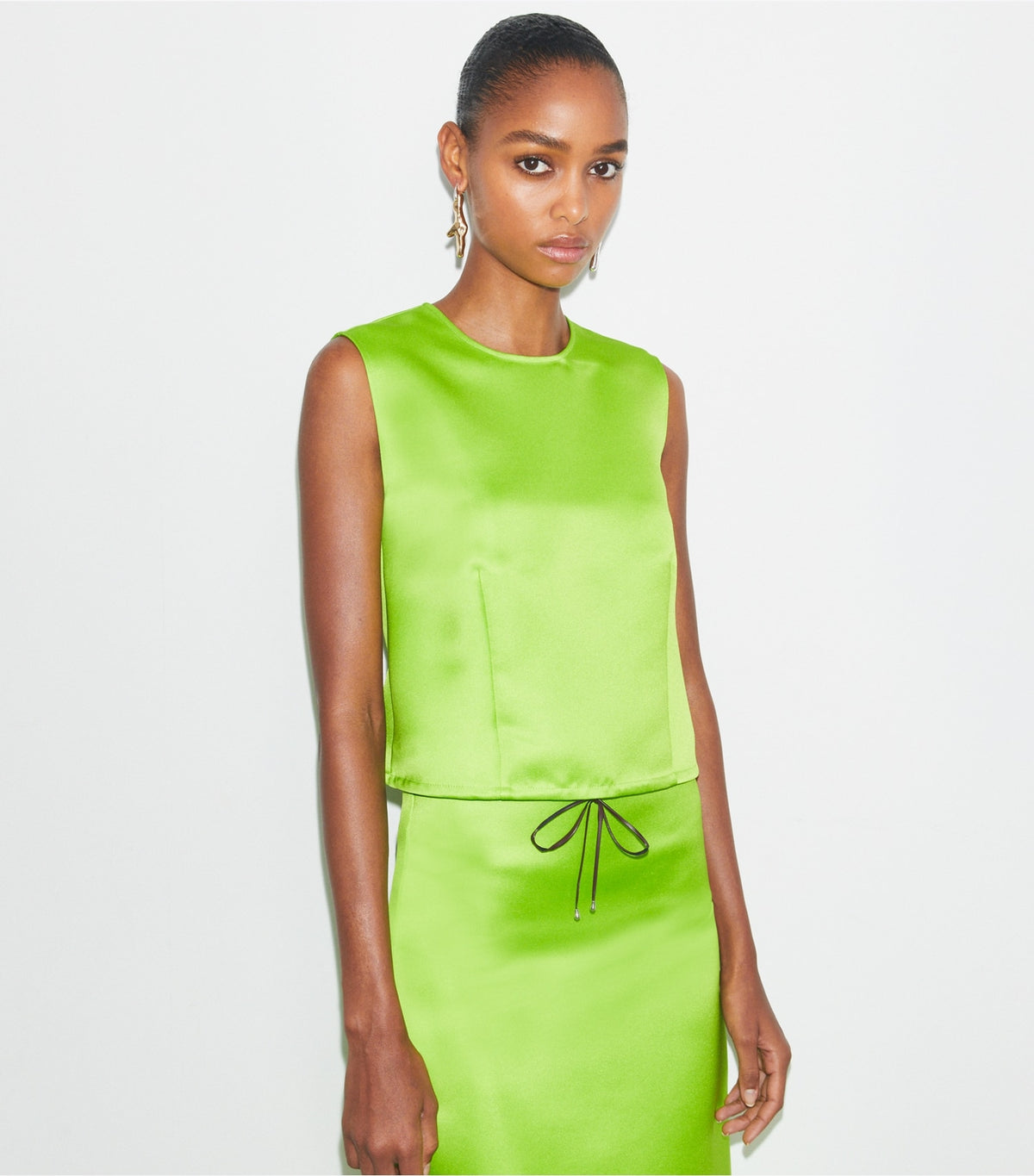 Tory Burch Satin Shell Top - Vivid Lime