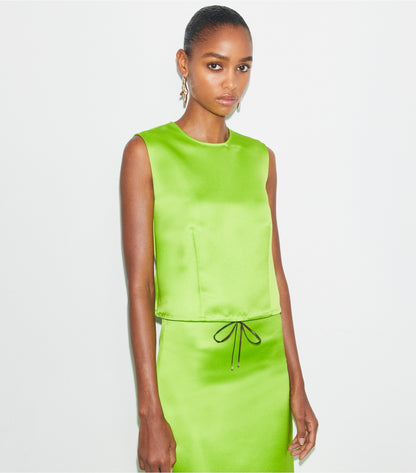 Tory Burch Satin Shell Top - Vivid Lime