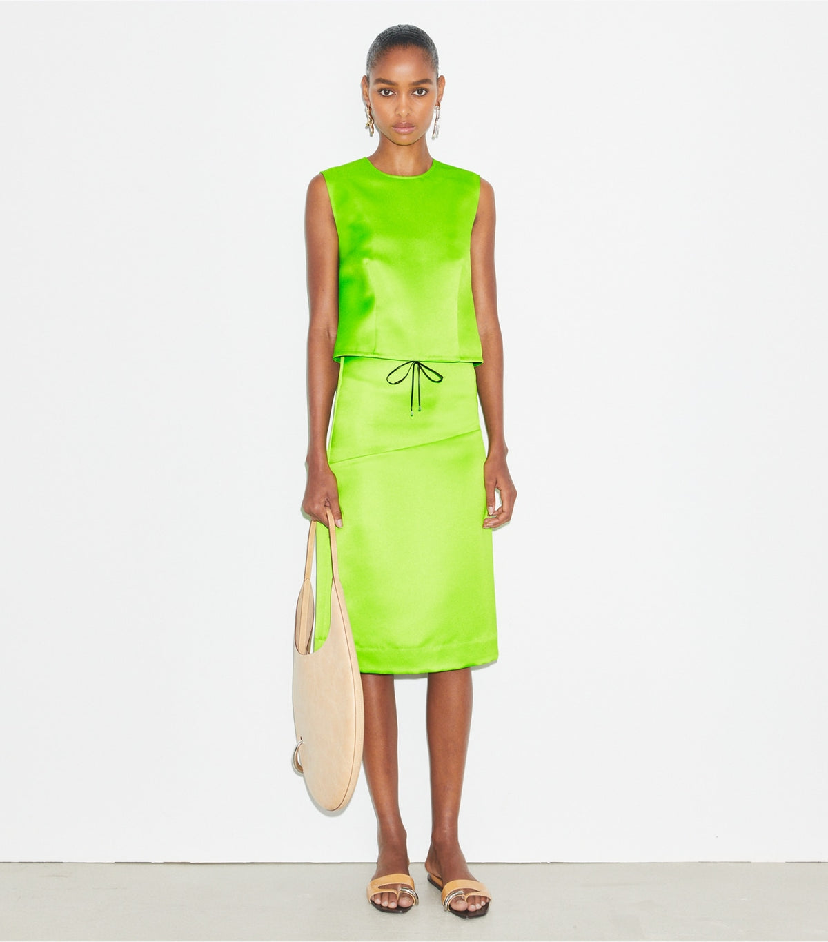 Tory Burch Satin Shell Top - Vivid Lime