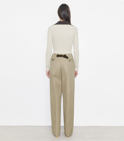 Tory Burch Distressed Cotton Pant - Taupe Gray