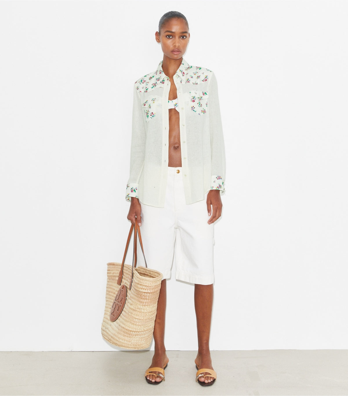 Tory Burch Linen Shirt - Multi Ditsy Floral
