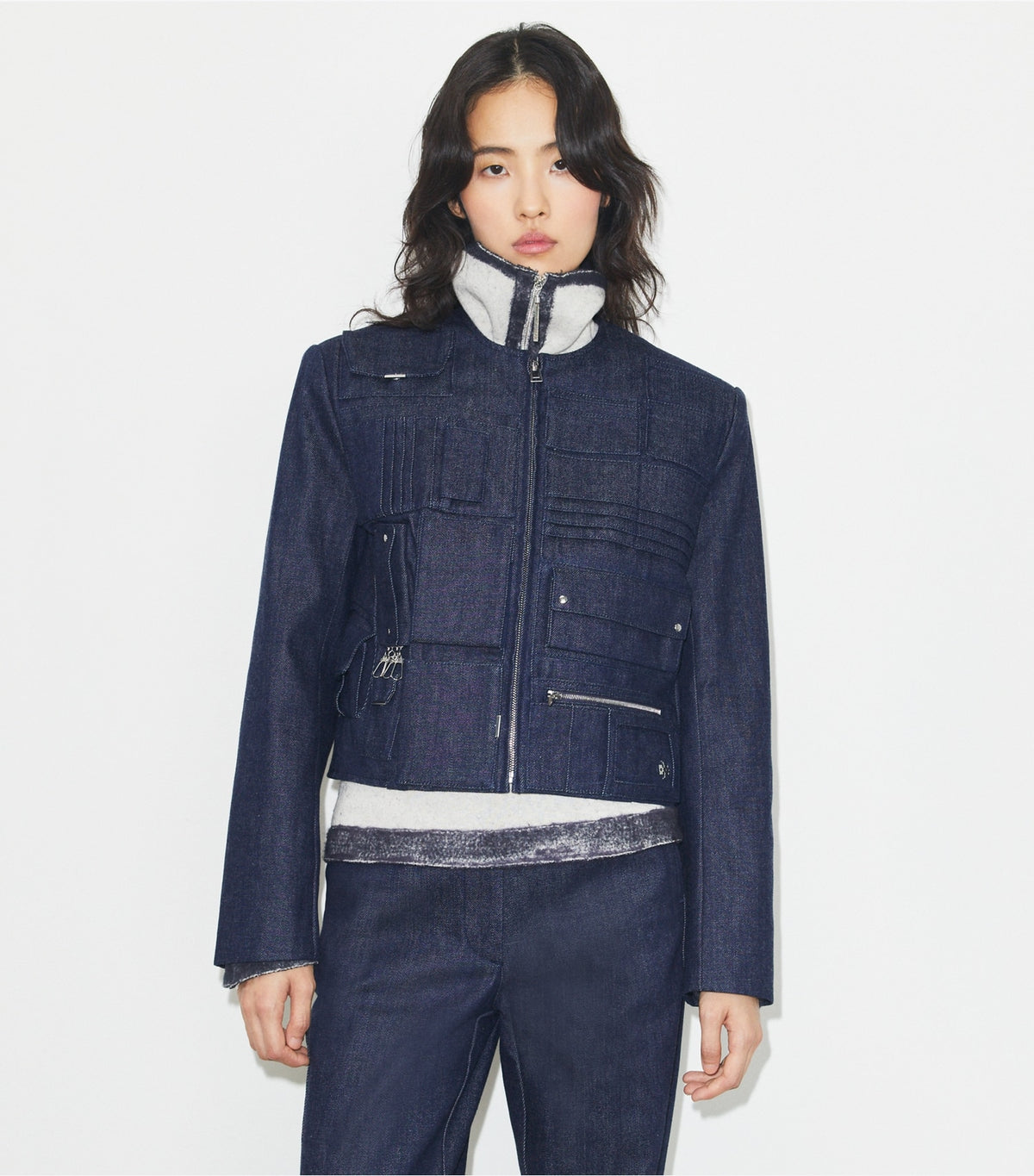Tory Burch Denim Handbag Jacket - Raw/Unwashed