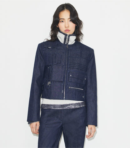 Tory Burch Denim Handbag Jacket - Raw/Unwashed