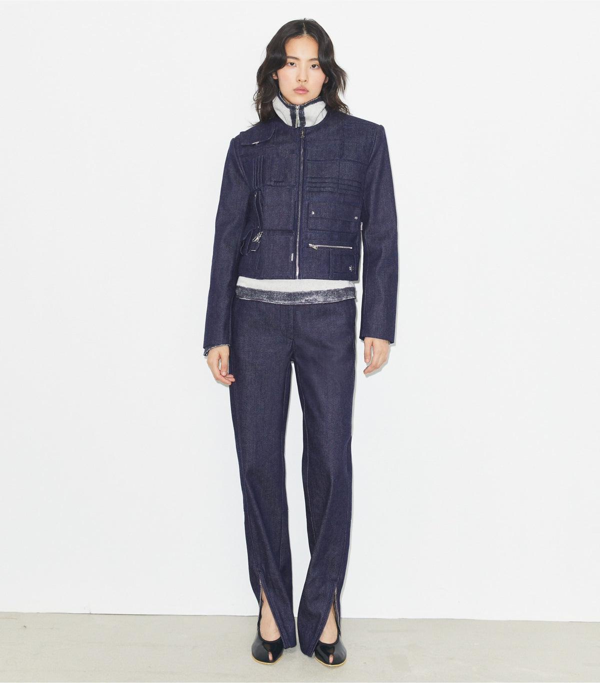Tory Burch Denim Handbag Jacket - Raw/Unwashed