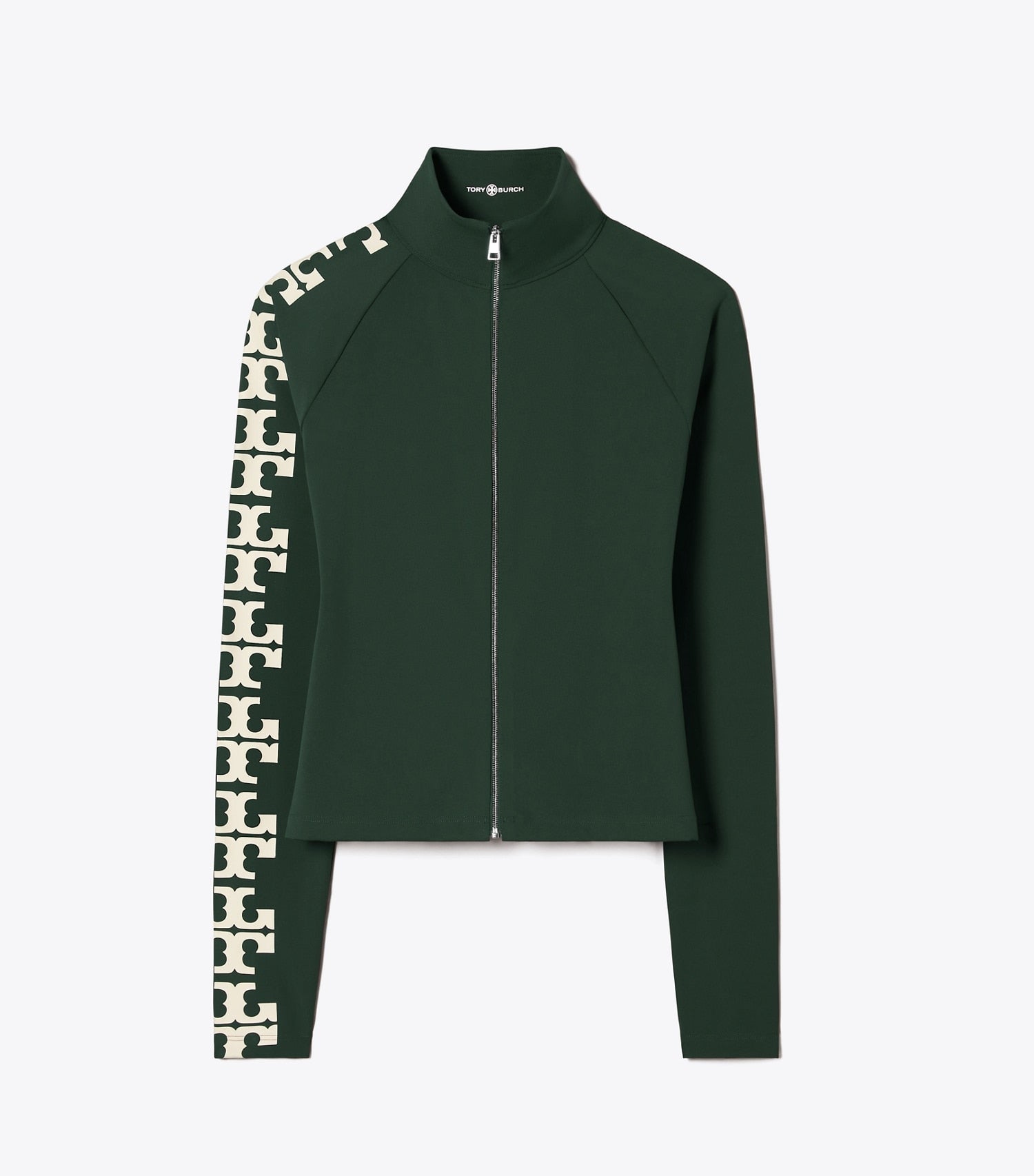 Tory Burch Nylon Logo Zip Top - Conifer