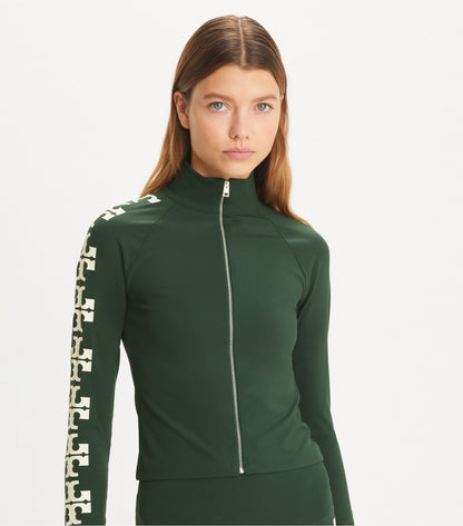 Tory Burch Nylon Logo Zip Top - Conifer