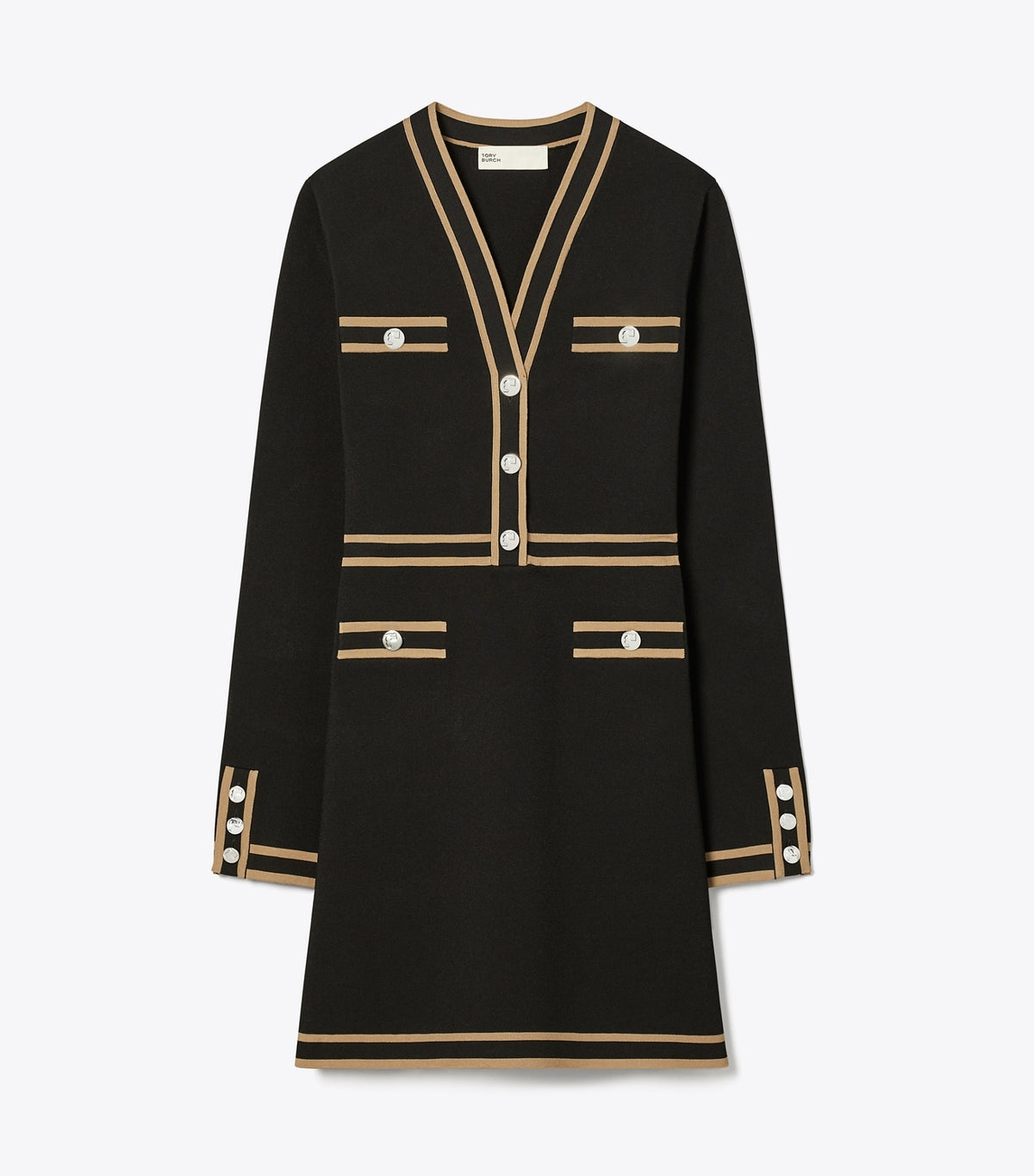 Tory Burch Kendra Viscose Sweater Dress - Black / Chameau