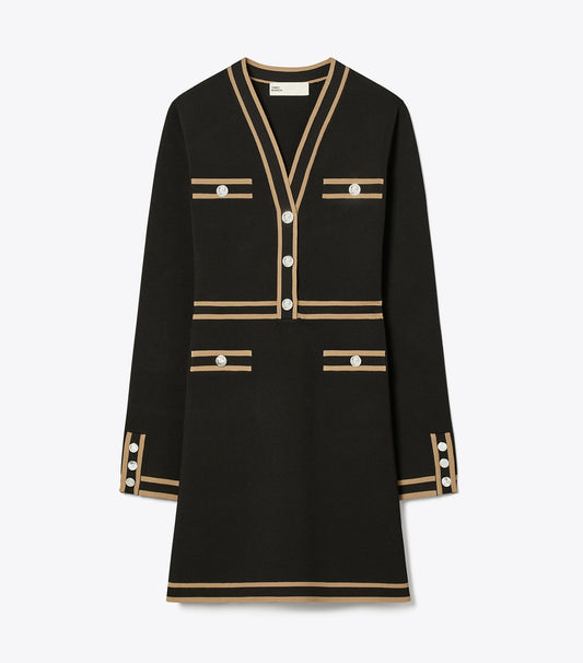 Tory Burch Kendra Viscose Sweater Dress - Black / Chameau