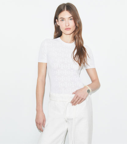 Tory Burch T Monogram Jacquard Sweater - White