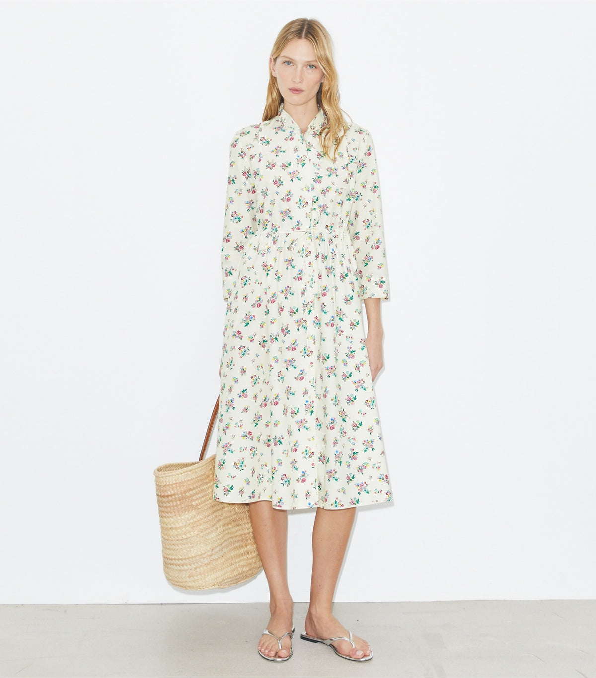 Tory Burch Cotton Shirtdress - Multi Ditsy Floral