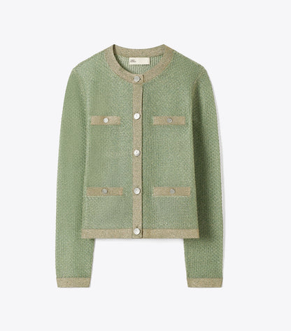 Tory Burch Kendra Mesh Cardigan - Gold / Green