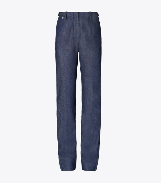 Tory Burch Ankle-Zip Cotton Jean - Raw/Unwashed