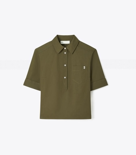 Tory Burch Poplin Shirt - Olive Pesto