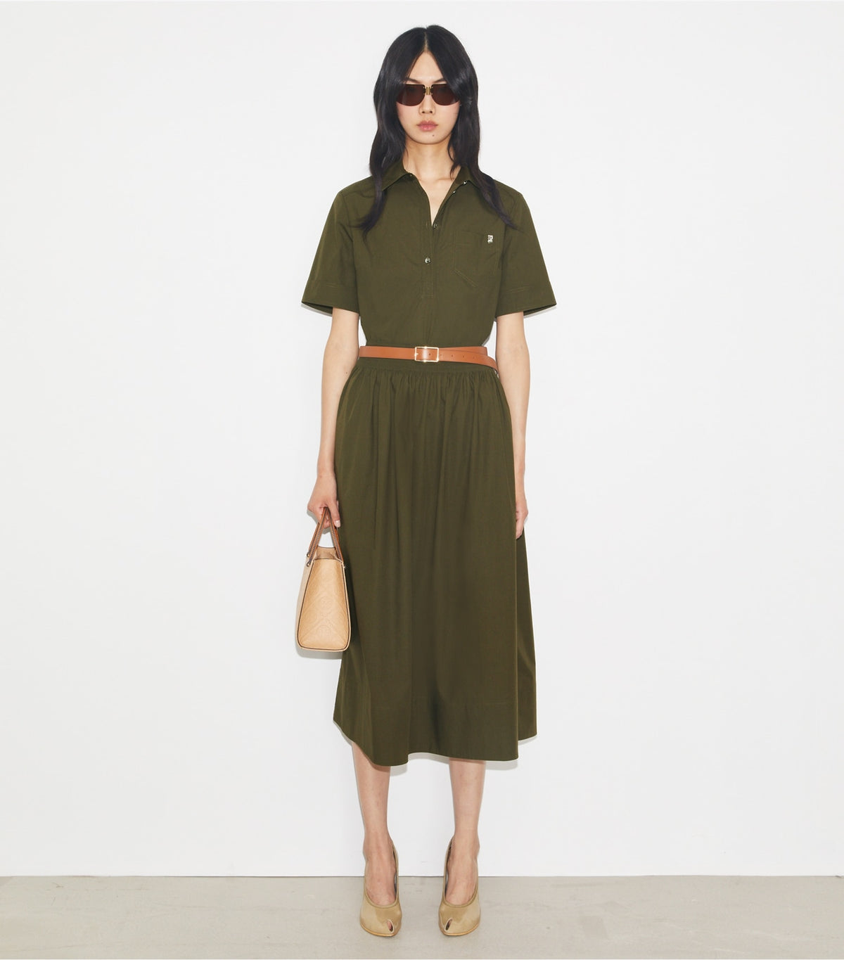 Tory Burch Poplin Shirt - Olive Pesto