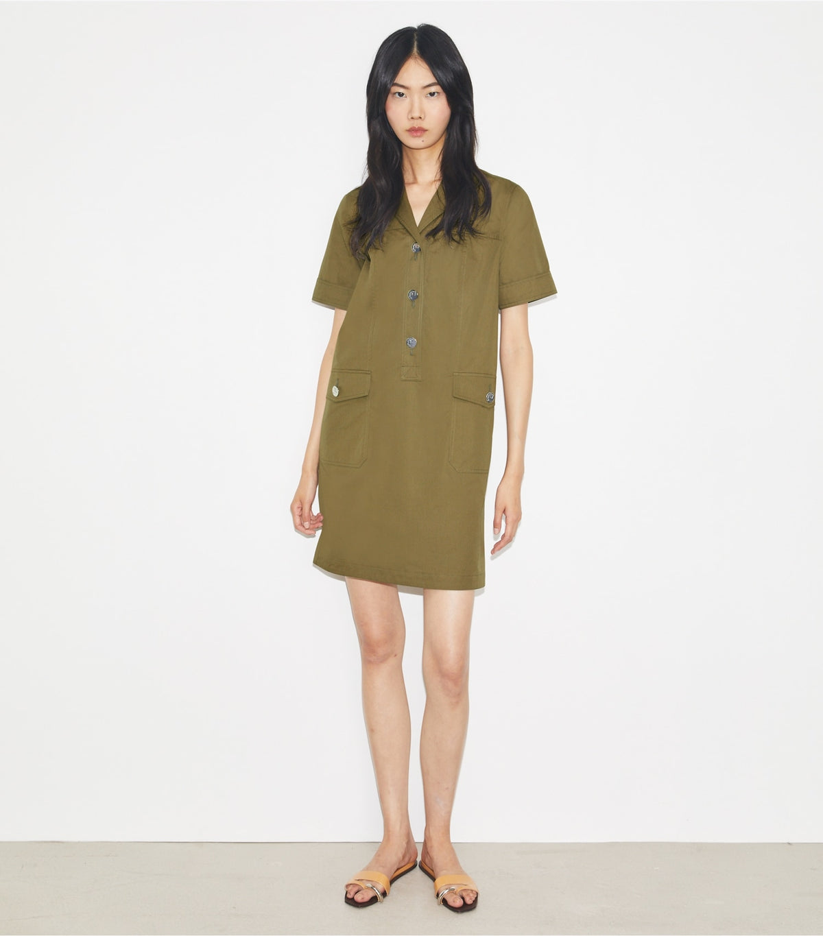 Tory Burch Poplin Camp Dress - Rich Earth