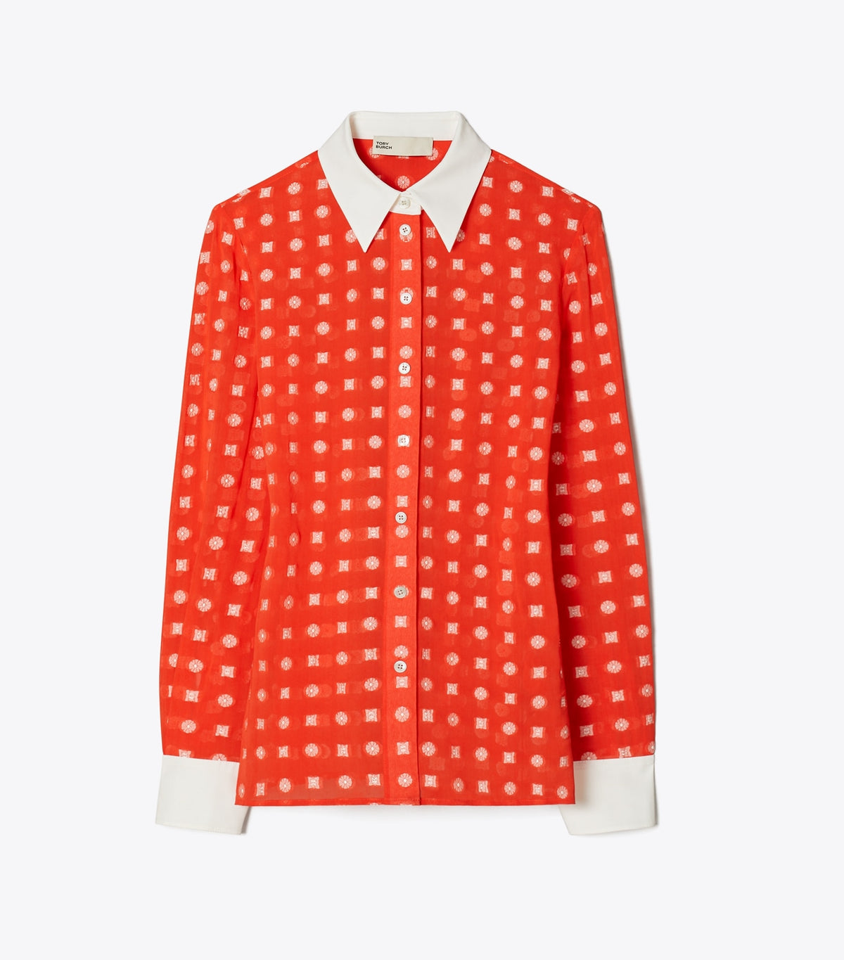 Tory Burch Colorblock Jacquard Shirt - Pepperoncini Nothing Ditsy