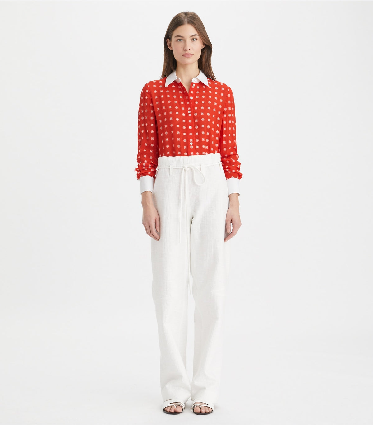 Tory Burch Colorblock Jacquard Shirt - Pepperoncini Nothing Ditsy