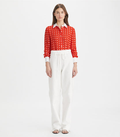 Tory Burch Colorblock Jacquard Shirt - Pepperoncini Nothing Ditsy