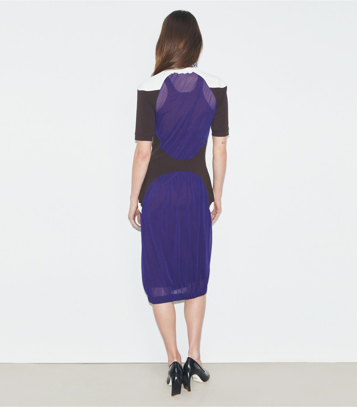 Tory Burch Colorblock Sheer Jersey Dress - Ballpoint Blue