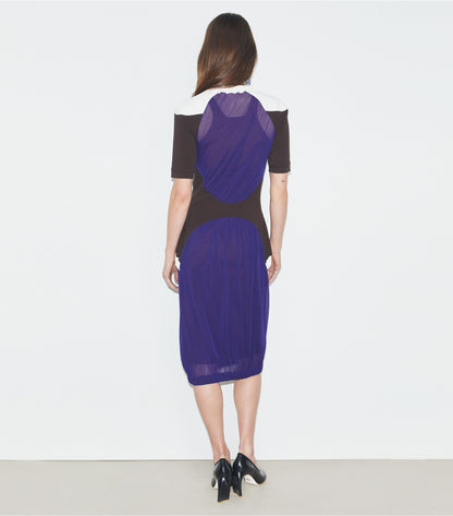 Tory Burch Colorblock Sheer Jersey Dress - Ballpoint Blue