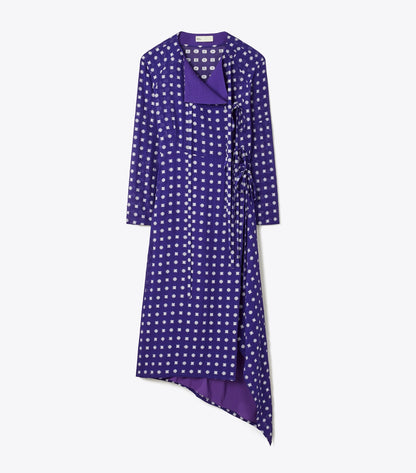Tory Burch Jacquard Wrap Dress - Ballpoint Ink Nothing Ditsy