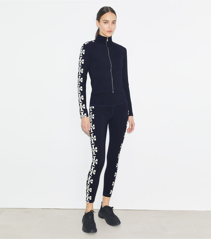 Tory Burch Nylon Logo Zip Top - Deep Navy