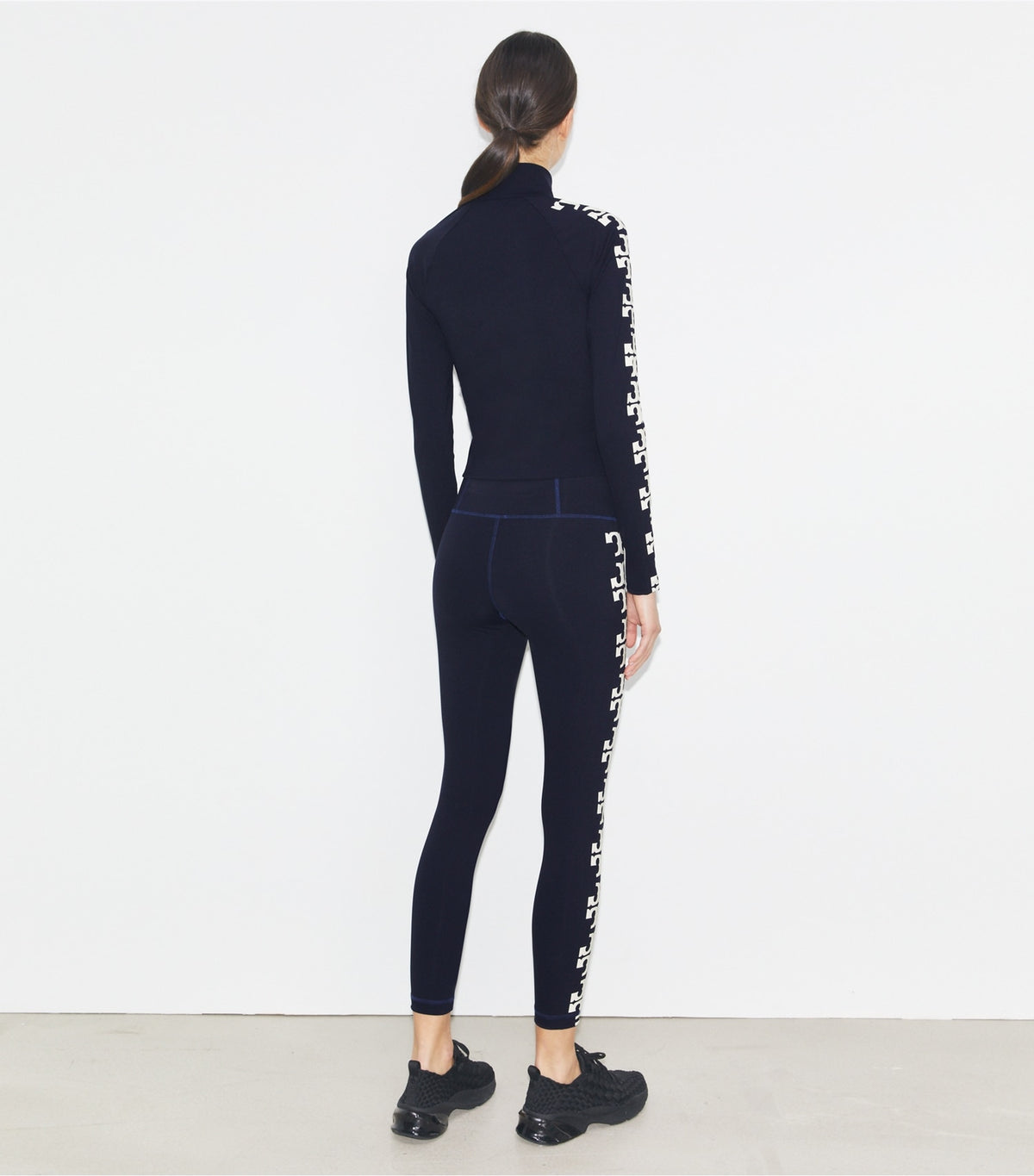 Tory Burch Nylon Logo Zip Top - Deep Navy