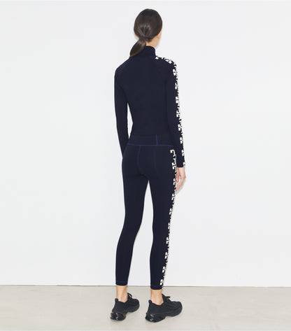 Tory Burch Nylon Logo Zip Top - Deep Navy
