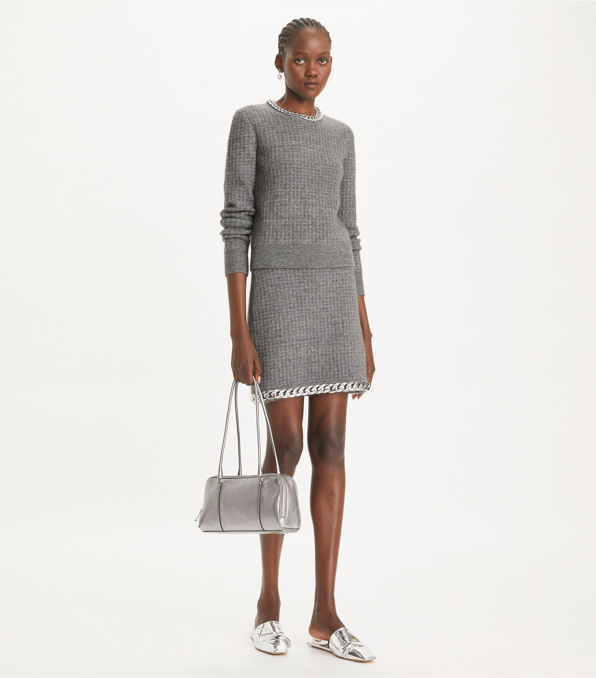 Tory Burch Chain Mini Skirt - Mineral Gray
